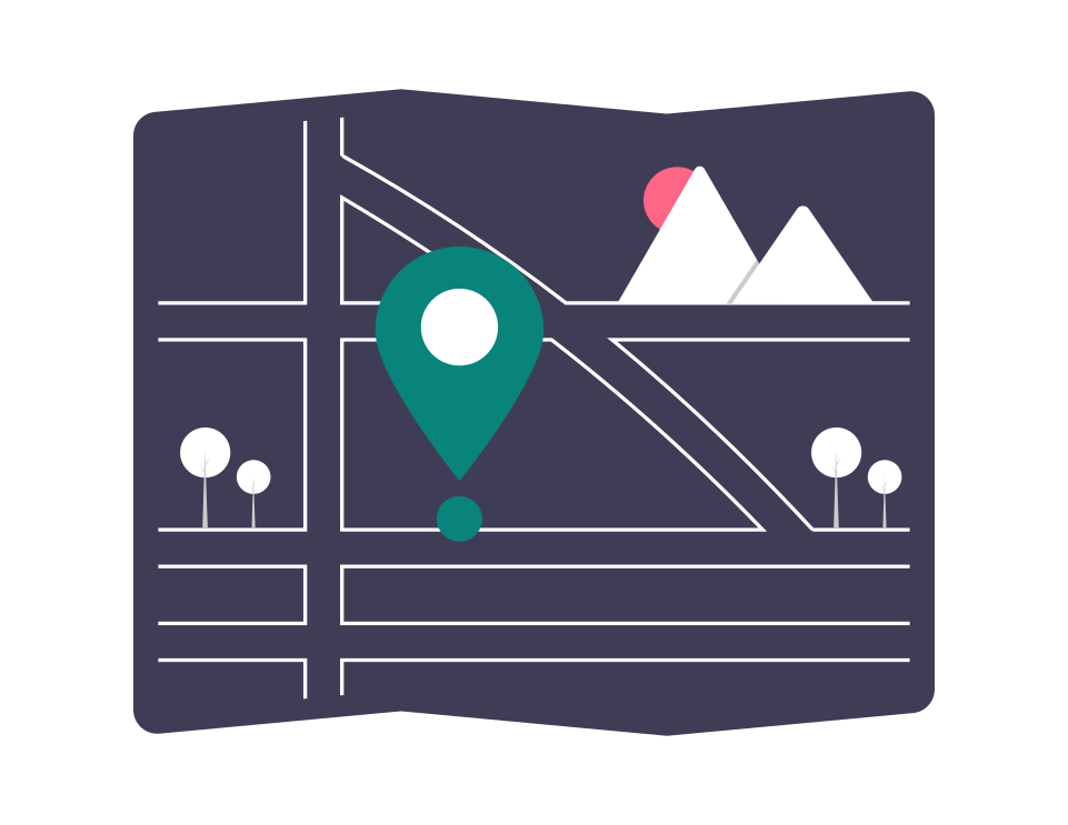illustration of map and coordinates