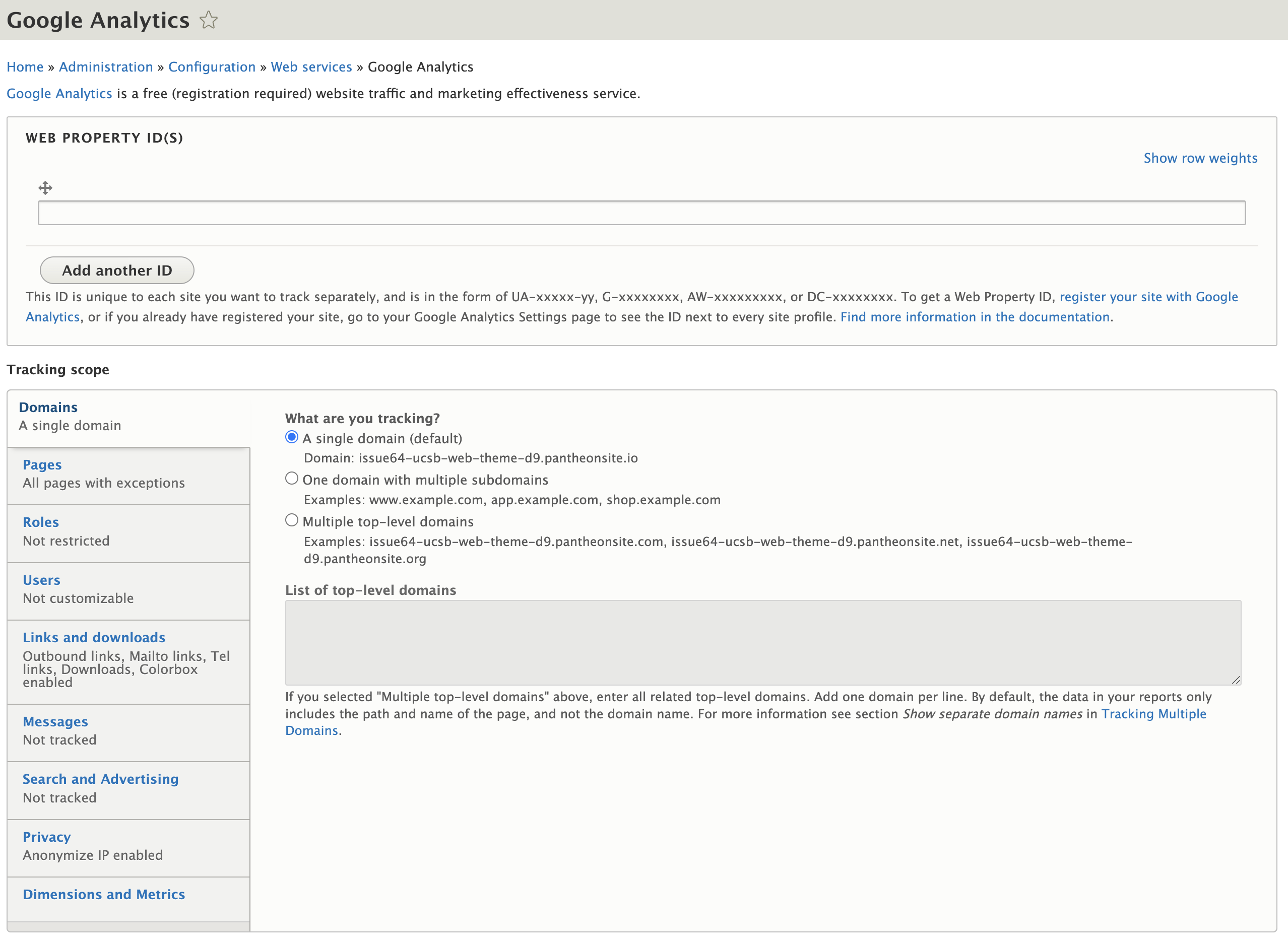 drupal 9 new setup for google analytics